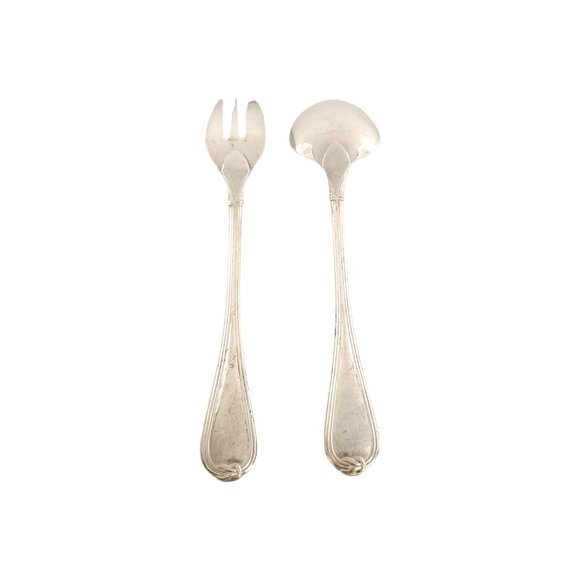 Christofle Sterling Silver Oceana Salad Serving Set Fork and Spoon (A) #12334 - Picture 2 of 11